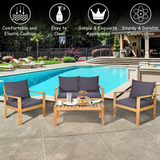Tangkula Outdoor Conversation Sofa and Table Set with Water Resistant Cushions - HW64146+