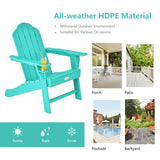 Tangkula Adirondack Chair Outdoor, Fade Resistant HDPE Armchairs with Cup Holder - 4*NP10292BK