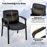 Tangkula Waiting Room Chairs, Upholstered PU Leather Conference Room Chairs with Padded Armrests, Black - CB10598DK-2