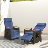 Tangkula Patio Wicker Recliner Chair, Rattan Lounge Chair w/Adjustable Backrest & Footrest - HW72339NY