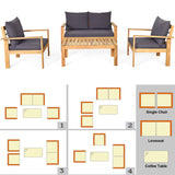 Tangkula Outdoor Conversation Sofa and Table Set with Water Resistant Cushions - HW64146+
