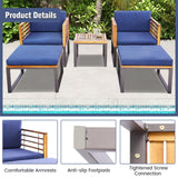 Tangkula 5 Piece Patio Chair Set, Acacia Wood Chair Set - HW70980NY+