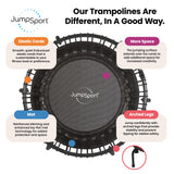 JumpSport 350f Indoor Lightweight 39-Inch Folding Fitness Trampoline, Black - 168414