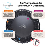 JumpSport 550f PRO Indoor Lightweight 44 Inch Folding Fitness Trampoline, Black - 168419