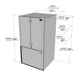 Kucht Professional 36 In. 26.1 cu. ft. Refrigerator with Interior Ice Maker, Black - K748FDS-K