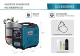 Konner Sohnen KS 2000iHS CO 1800W/2000W Generator LPG/Gasoline Inverter with CO Sensor Pure Sine Wave New - KS-2000IHS-CO