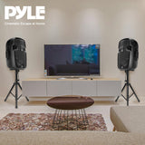Pyle Active Passive Bluetooth PA Dual Loudspeaker Sound System Kit & Microphones - 84543