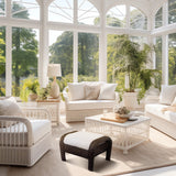 Four Seasons Courtyard Montego Bay Set of 2 Ottomans with Ivory Olefin Cushions - 396115