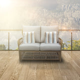 Four Seasons Courtyard Positano Wicker Cushioned Loveseat w/ 2 Accessory Pillows - 396087