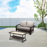 Four Seasons Courtyard Montego Bay Loveseat & Coffee Table, Ivory & Wicker Brown - 396112