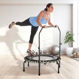 JumpSport 350i 39" Fitness Trampoline and Handle Bar with 30 Adjustable Bungees - 323353