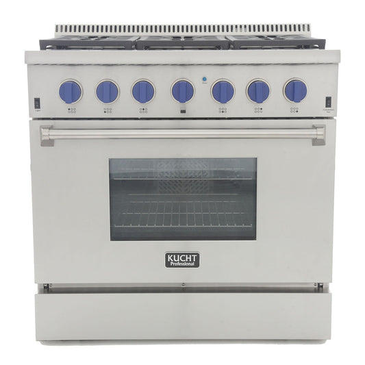 Kucht Professional 36 in. 5.2 cu ft. Propane Gas Range with Classic Silver Knobs - KRG3618U/LP-S