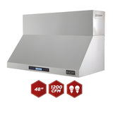 Kucht Professional 48" Wall Mount Range Hood 1,200 CFM in Stainless Steel - KRH4821A