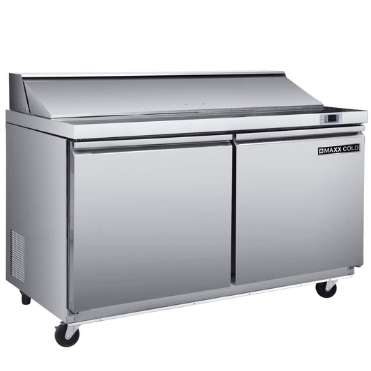 Maxx Cold MXSR48SHC 48" Two-Door Sandwich & Salad Prep Station, 13.77 cu. ft. – MXSR48SHC