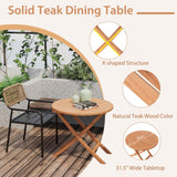 Costway Outdoor Bistro Set with Slatted Seat and Teak Wood Tabletop New - OP71185+OP71186