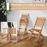 Costway Outdoor Bistro Set with Slatted Seat and Teak Wood Tabletop New - OP71185+OP71186