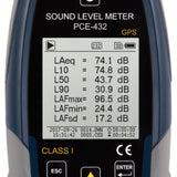 PCE 432 Class 1 Decibel Sound Meter with GPS (22 - 136dB) - PCE-432