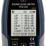 PCE 432 Class 1 Decibel Sound Meter with GPS (22 - 136dB) - PCE-432
