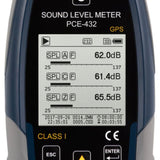 PCE 432 Class 1 Decibel Sound Meter with GPS (22 - 136dB) - PCE-432