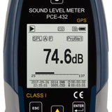 PCE 432 Class 1 Decibel Sound Meter with GPS (22 - 136dB) - PCE-432