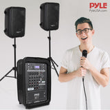 Pyle Stage and Studio 8 Inch Bluetooth PA Loud Speaker and 8 Channel Audio Mixer - 211818