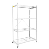Origami 4-Pack R5-06W 4-Wheel 4-Shelf Folding Steel Wire Shelving Storage, White - 415205