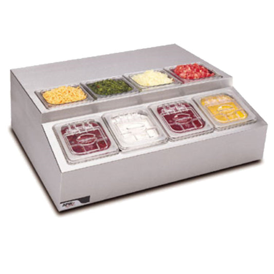 APW Wyott RTR-8 8 Compartment Countertop Refrigerated Topping Rail - RTR-8