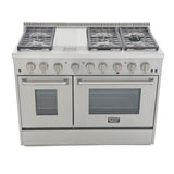 Kucht Professional 48 in. 6.7 cu ft. Natural Gas Range with Silver Knobs - KRG4804U-S
