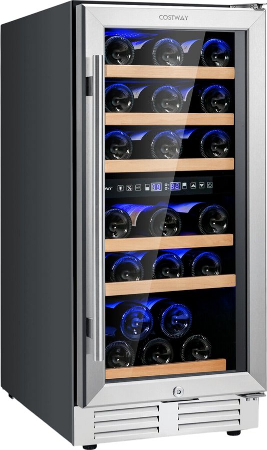 Costway Wine Cooler with Temperature Memory Dual Zone 30-Bottle Capacity New - FP10125US-SL
