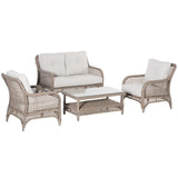 Outsunny 4-Piece Patio Sofa Set Outdoor Wicker Patio Conversation Sets - 860-222V01