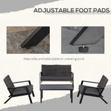 Outsunny 4-Piece Patio Sofa Set Outdoor Wicker Patio Conversation Sets - 860-222V01