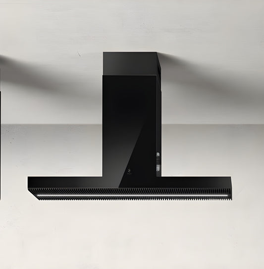 Elica - HAIKU ISLAND - Iconic - 47 1/8" W x 12 7/8" D x  3 1/8" H, Ultra Translucent Black Glass - Island Hoods | EHI648BL