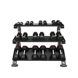TKO Rubber Hex Dumbbell Set with 3-Tier Horizontal Rack - S890-SXRE15