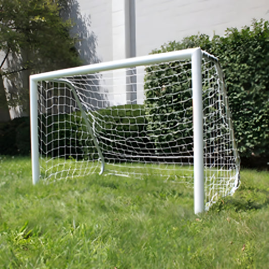 Trigon Sports Soccer Goal 4.5 x 9 ft. Portable &amp; Round Powder Coated White with Net - SG3459W