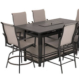 Four Seasons Courtyard Manhattan 6 Piece Patio High Chair Dining Furniture, Gray - 396140