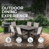 Four Seasons Courtyard Manhattan 6 Piece Patio High Chair Dining Furniture, Gray - 396140