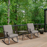 Four Seasons Courtyard Gramercy Sturdy Steel 3 Piece Rocking Bistro Set, Gray - 396145