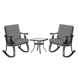 Four Seasons Courtyard Gramercy Sturdy Steel 3 Piece Rocking Bistro Set, Gray - 396145