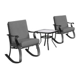 Four Seasons Courtyard Gramercy Sturdy Steel 3 Piece Rocking Bistro Set, Gray - 396145