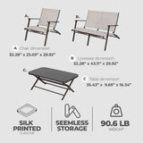 Four Seasons Courtyard Novara 4 Piece Steel Folding Outdoor Conversation Set - 396146