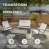 Four Seasons Courtyard Novara 4 Piece Steel Folding Outdoor Conversation Set - 396146
