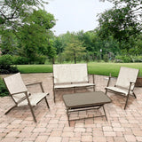 Four Seasons Courtyard Novara 4 Piece Steel Folding Outdoor Conversation Set - 396146