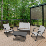 Four Seasons Courtyard Novara 4 Piece Steel Folding Outdoor Conversation Set - 396146