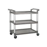 Winco 40.75" x 19.5" x 37.4" Grey 3-Tier Utility Cart - UC-3019G