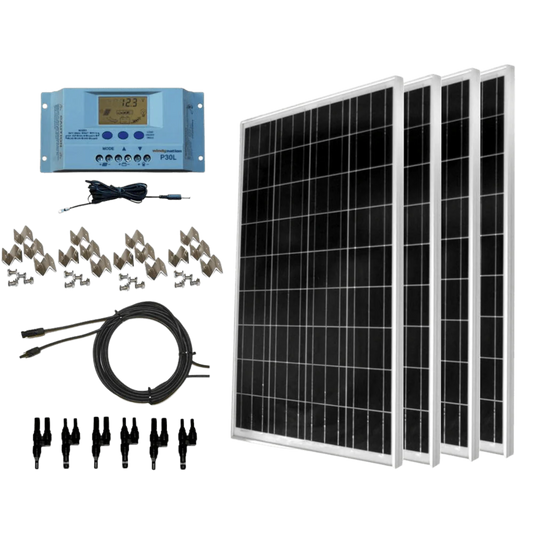 WindyNation 400 Watt Solar Panel Kit With LCD Charge Controller New - SOK-400WP-P30L
