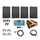 WindyNation Complete 400 Watt Solar Panel Kit with VertaMax Power Inverter for 12 Volt Battery Systems New - SOK-400WPI-15