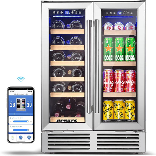 BODEGAcooler 24" Wine and Beverage Cooler Dual Zone 19 Bottles and 57 Cans