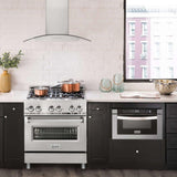 Alpine ZLINE Alpine Series Ducted Wall Mount Range Hood in Stainless Steel and Glass (ALP70WL) - ALP70WL-36